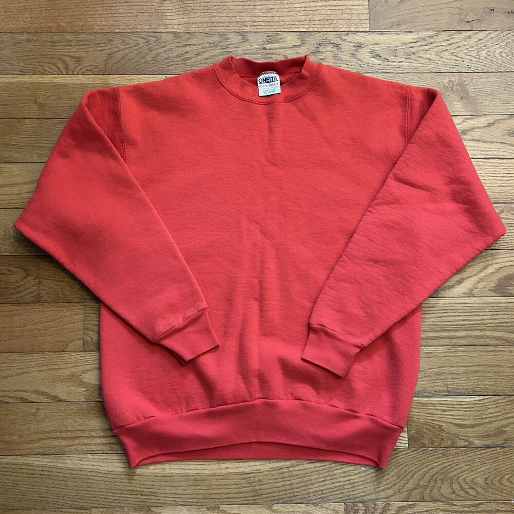 Vintage 90s Oneita Power Sweats Red Fleece Blank Pullover Sweatshirt XL